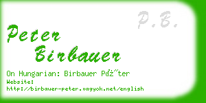 peter birbauer business card